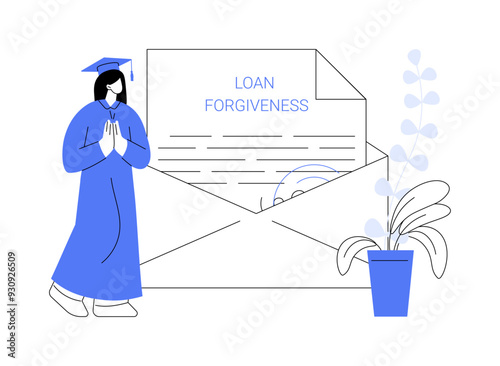 Loan forgiveness isolated cartoon vector illustrations.