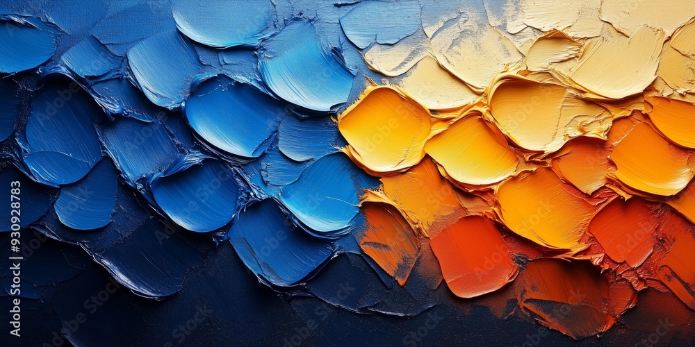 Obraz premium Vibrant Cross-Hatching Pattern in Cobalt and Amber on Concrete, generative ai
