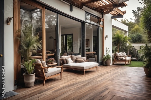 Outdoor Living Room with Wooden Deck