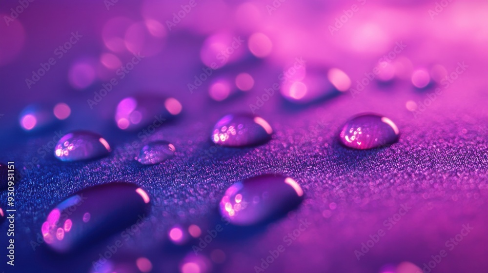 Water Drops On Purple Surface Water Drops On Purple Surface