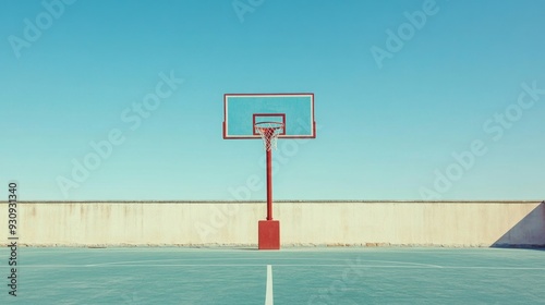 Basketball Hoop Under a Blue Sky