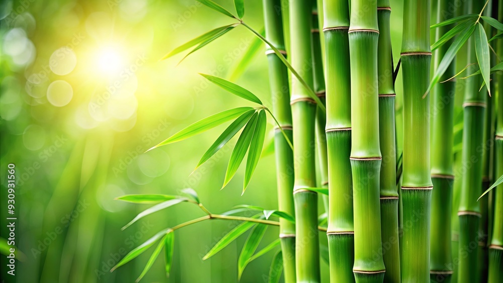 Fototapeta premium Close up of green bambou plant, Bamboo, green, plant, nature, leaves, tropical, Asian, forest, environment, growth, organic