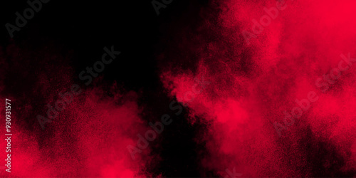 Red Fog or smoke color isolated background for effect, text or copy space. Overlays fog isolated on black background. Paranormal mystic smoke, clouds for movie scenes