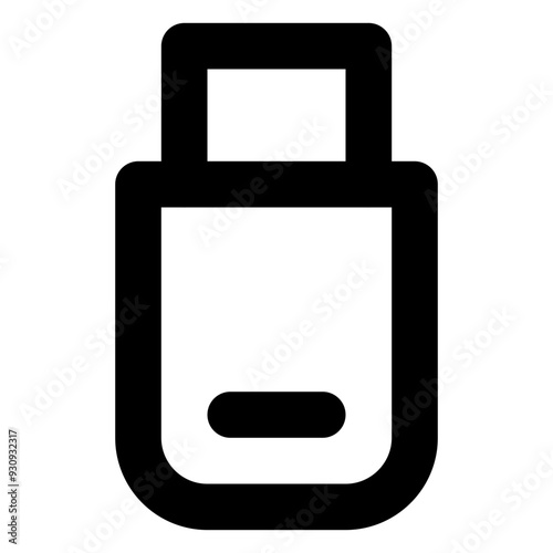 USB Flash Drive Outline Icon: Portable Data Storage Device for Digital File Transfer
