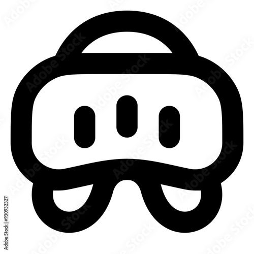 VR Headset Outline Icon: Virtual Reality Device for Immersive 3D Digital Experience