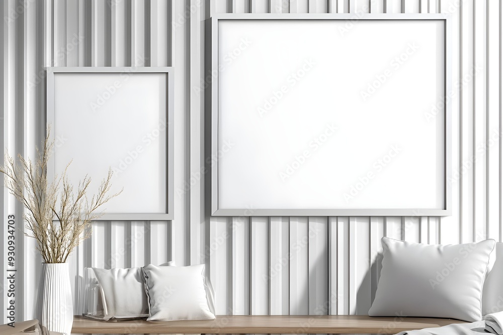 Elegant White Frame hanging on wall mockup blank Elegant White Frame hanging on wall mockup blank