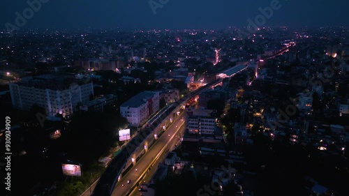 Aerial view of Nagpur Railway Station And Road Bridge photo