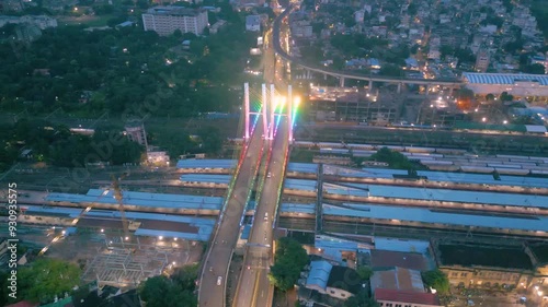 Aerial view of Nagpur Railway Station And Road Bridge photo