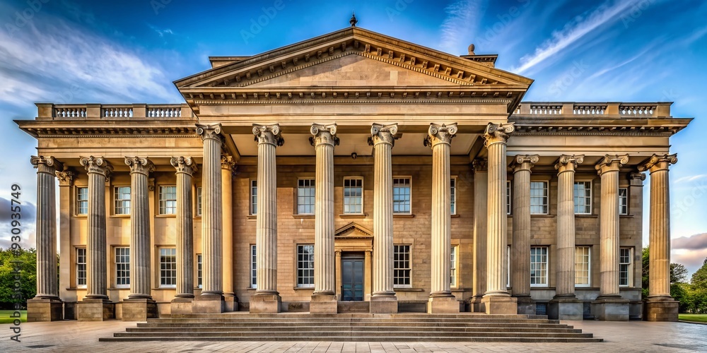 Obraz premium - County Building Grandeur: Monumental, classical, symmetrical, columns, warm stone tones