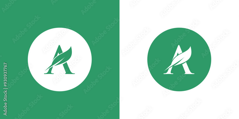 creative A logo with a combination of leaves, with a modern concept.vector creative A logo with a combination of leaves, with a modern concept.vector