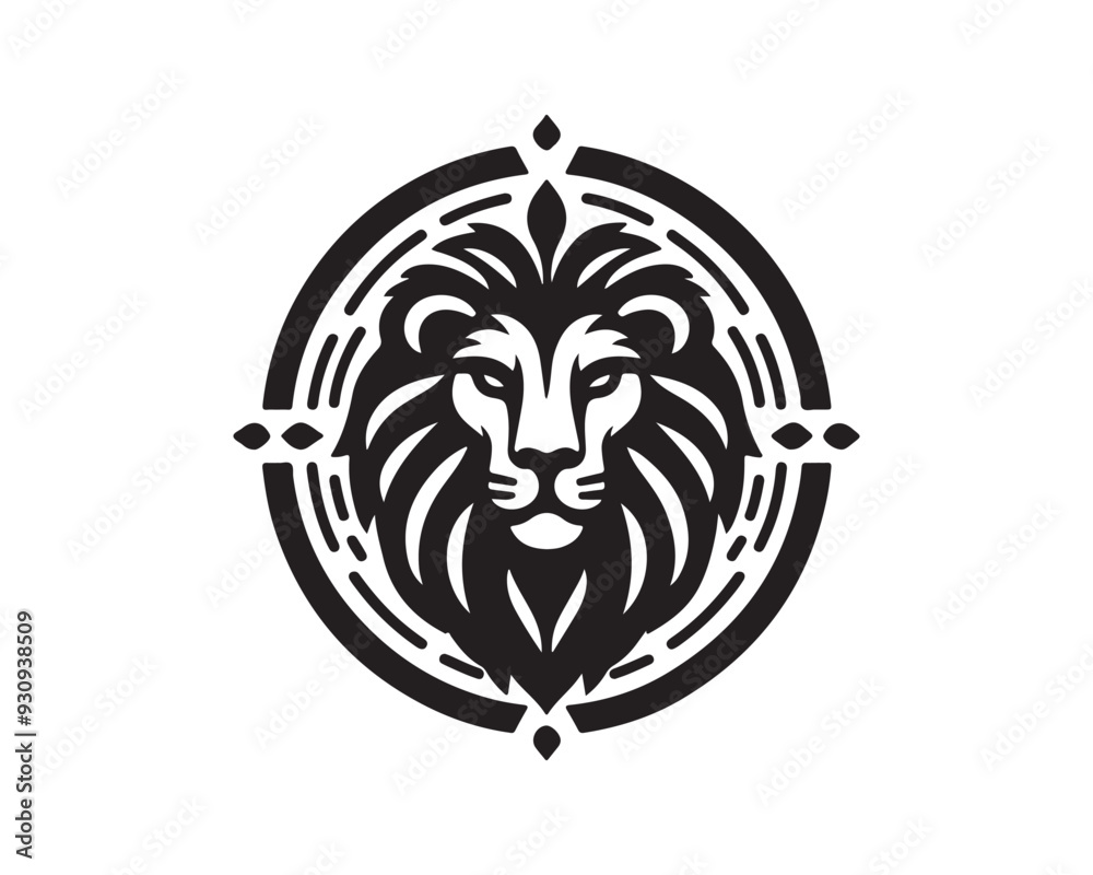 Lion Logo Design Vector Template. Lion Head Logo Icon Vector illustration. Black and white Lion head vector illustration. Lion Logo Design Vector Template. Lion Head Logo Icon Vector illustration. Black and white Lion head vector illustration.