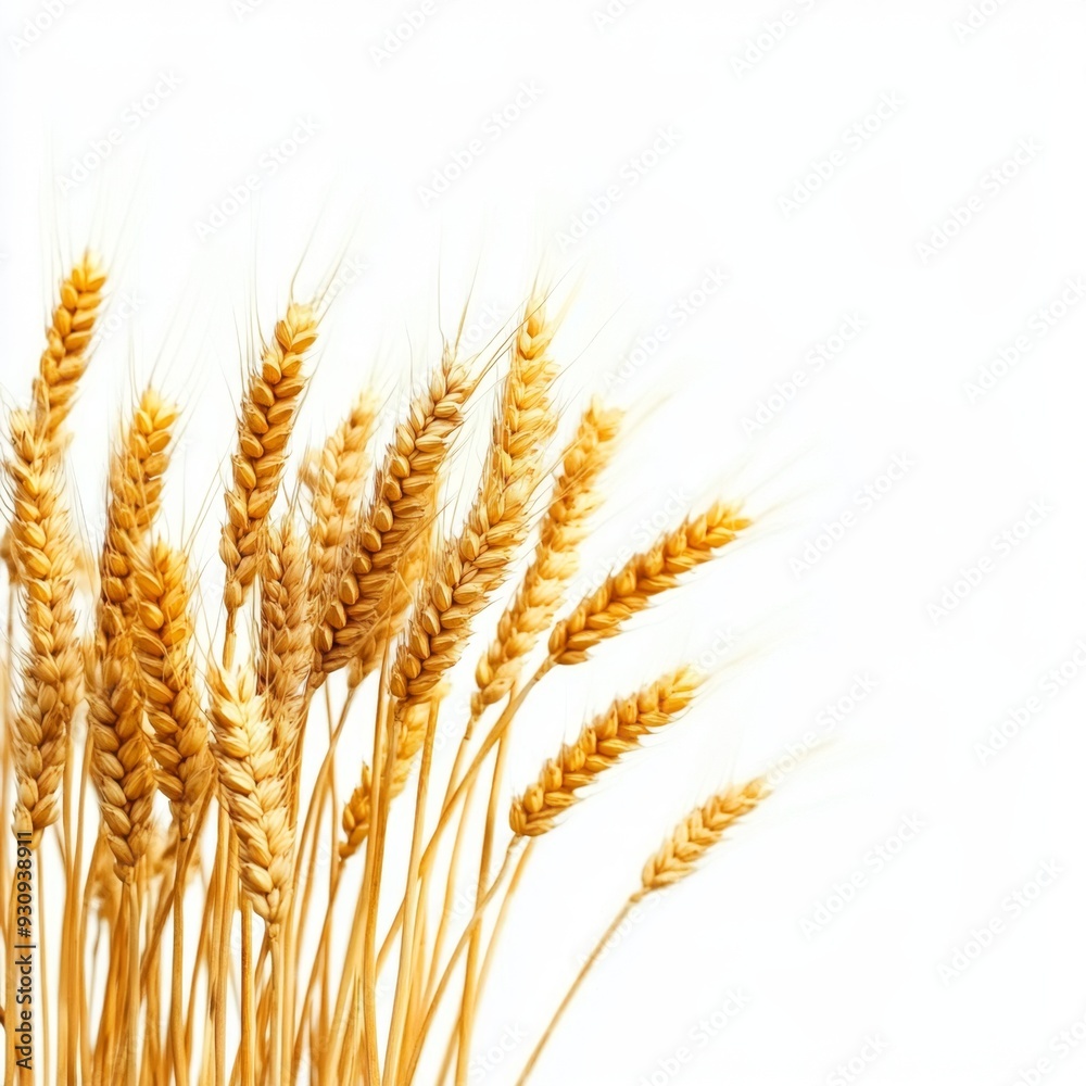 Bright Golden Wheat Field in Gentle Breeze - High Detail Isolated on White Background Bright Golden Wheat Field in Gentle Breeze - High Detail Isolated on White Background