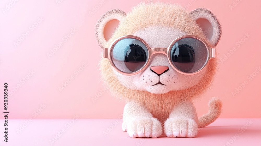 Obraz premium Cute Lion Cub Wearing Sunglasses