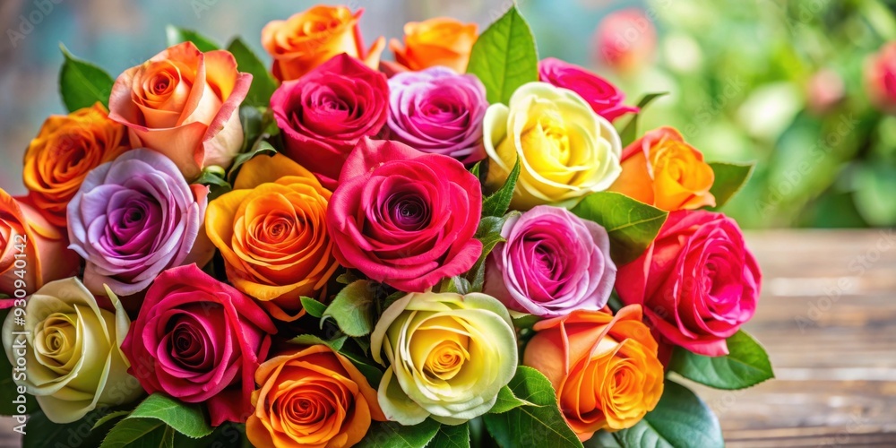 Beautiful bouquet of vibrant roses with green leaves , flowers, roses, bouquet, vibrant, beauty, nature, romantic, garden, petals Beautiful bouquet of vibrant roses with green leaves , flowers, roses, bouquet, vibrant, beauty, nature, romantic, garden, petals