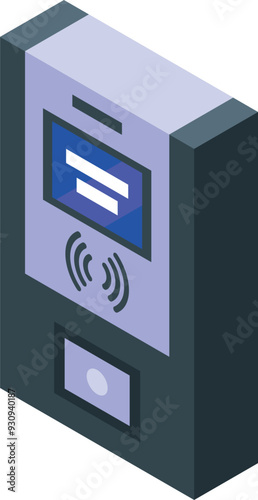 Parking payment terminal is accepting a contactless payment from a driver