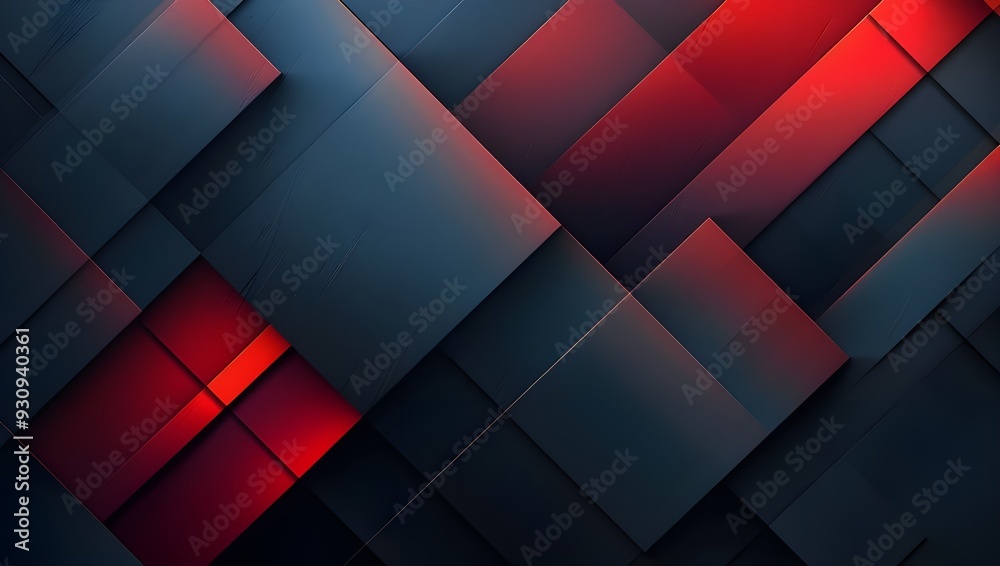 Abstract dark background with red and black squares. 3d render illustration - Generated AI Abstract dark background with red and black squares. 3d render illustration - Generated AI