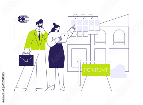 Renting a retail property abstract concept vector illustration.