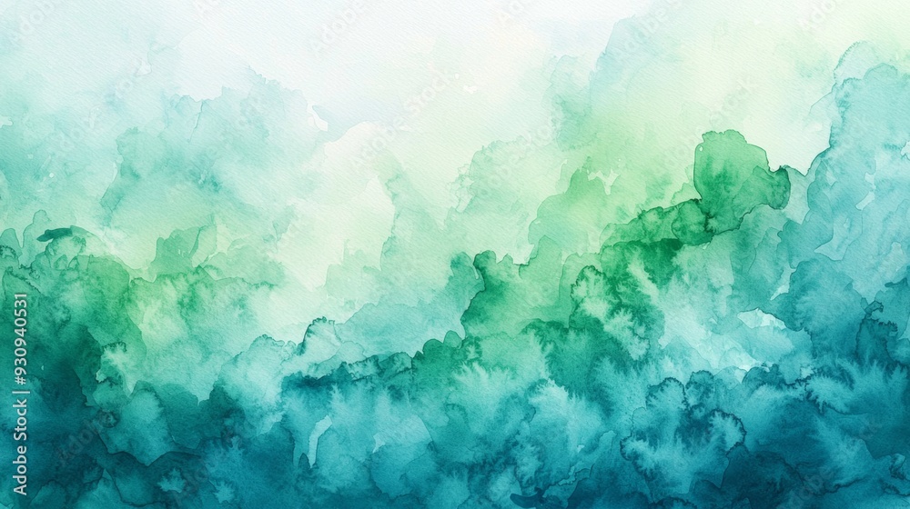 Obraz premium Abstract green and blue watercolor texture