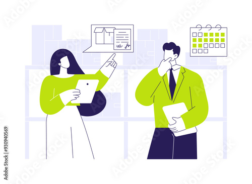 Renting a warehouse abstract concept vector illustration.