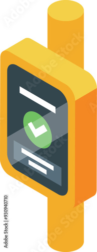 Electronic ticket validator showing a green check mark for public transport