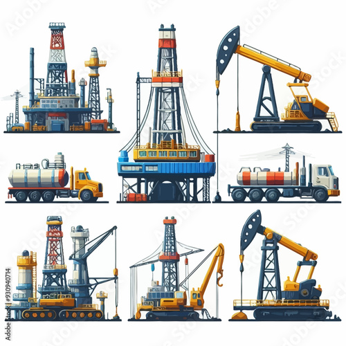 Drilling rig vector illustration