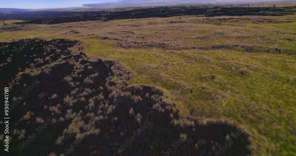 Tilting up aerial view of field in Kona Hawaii 2 Tilting up aerial view of field in Kona Hawaii 2