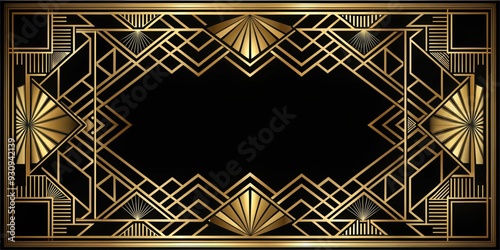 Luxurious gold and black Art Deco background inspired by the 'Great Gatsby' era , elegant, vintage, luxury, glamorous