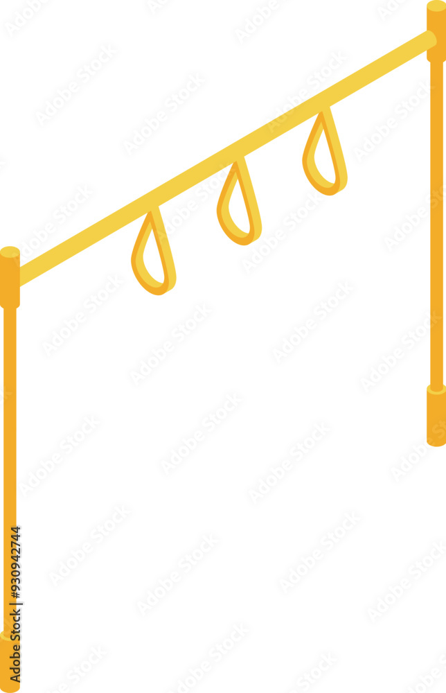 Yellow metal climbing frame for children physical development isometric icon isolated on white background Yellow metal climbing frame for children physical development isometric icon isolated on white background