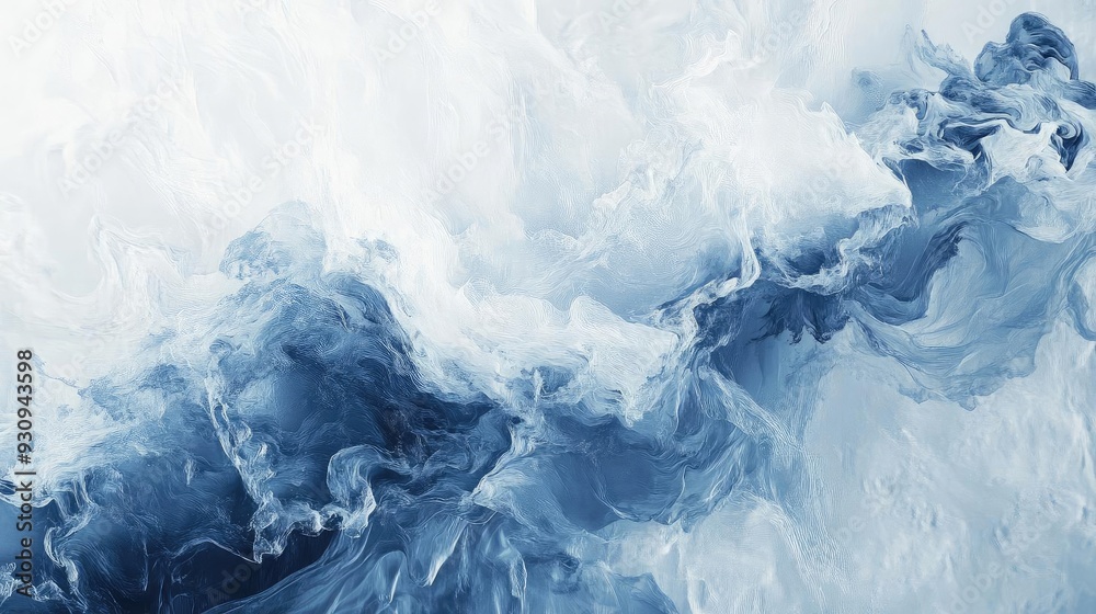 Fototapeta premium A dynamic swirl of blue and white hues, capturing fluid motion and abstract beauty in a stunning modern design.