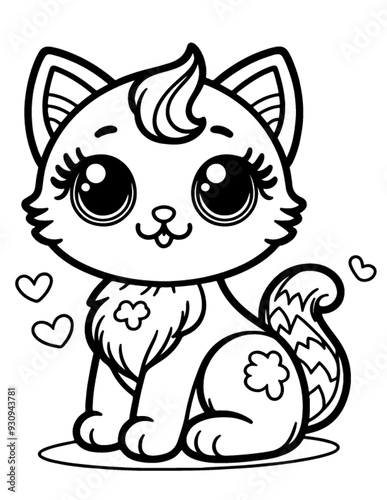 coloring book, coloring, outline, line, cartoon, animal, cute, funny, pet, drawing, character, cat, icon, illustration, art, animals, kitty, kitten, vector, black,cover book,book,paint,coloring book