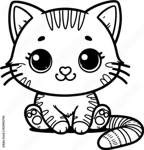 coloring book, coloring, outline, line, cartoon, animal, cute, funny, pet, drawing, character, cat, icon, illustration, art, animals, kitty, kitten, vector, black,cover book,book,paint,coloring book