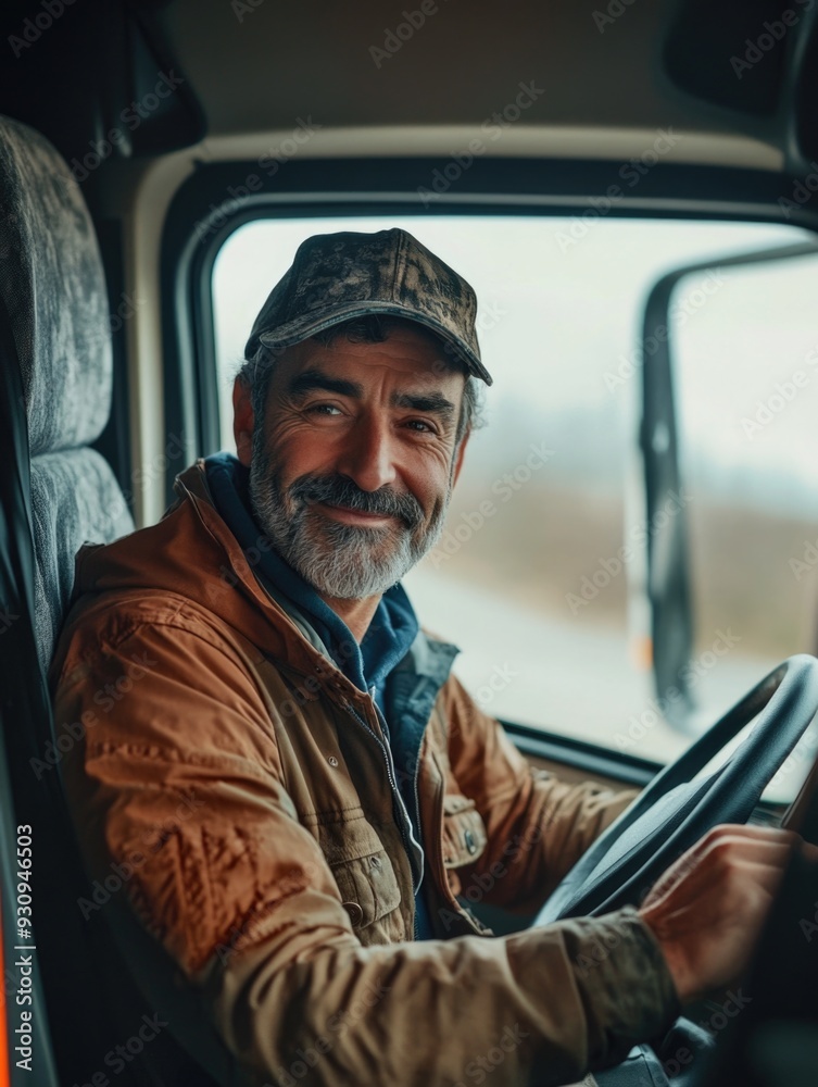 Mature Man Driving Truck Mature Man Driving Truck