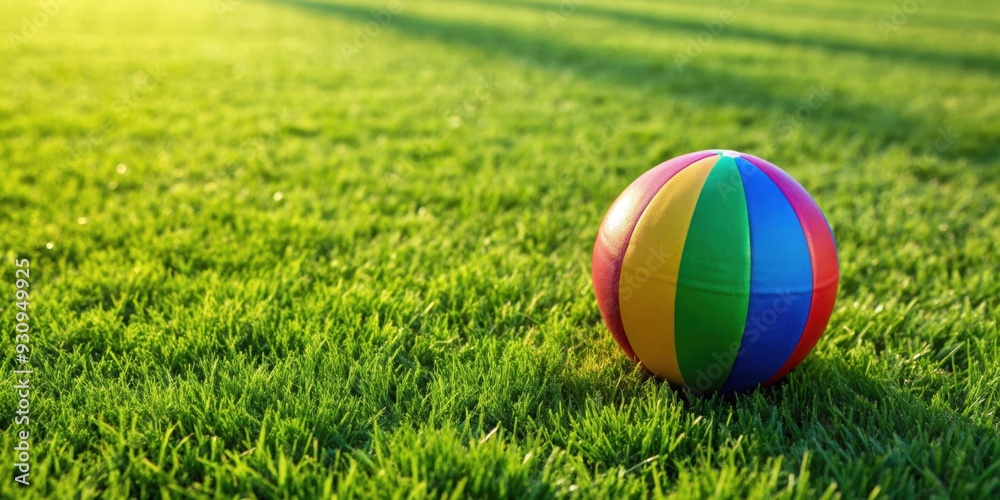 Background with colorful ball on a grass field , ball, colorful, grass, field, background, fun, play, sport, summer, outdoors Background with colorful ball on a grass field , ball, colorful, grass, field, background, fun, play, sport, summer, outdoors