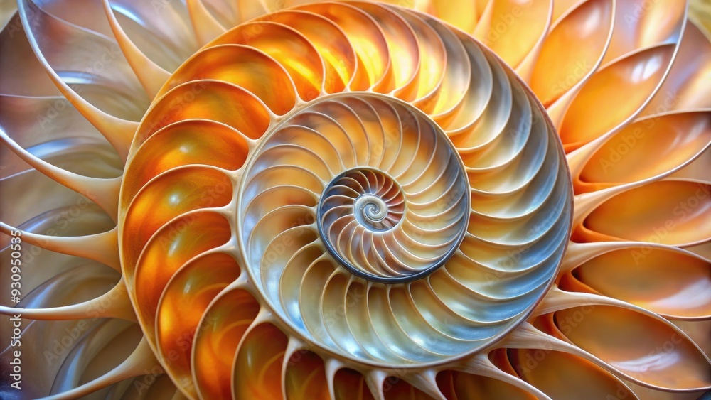 Close-up of a nautilus shell showing intricate front spiral pattern, nautilus, shell, ocean, marine, nature, spiral Close-up of a nautilus shell showing intricate front spiral pattern, nautilus, shell, ocean, marine, nature, spiral