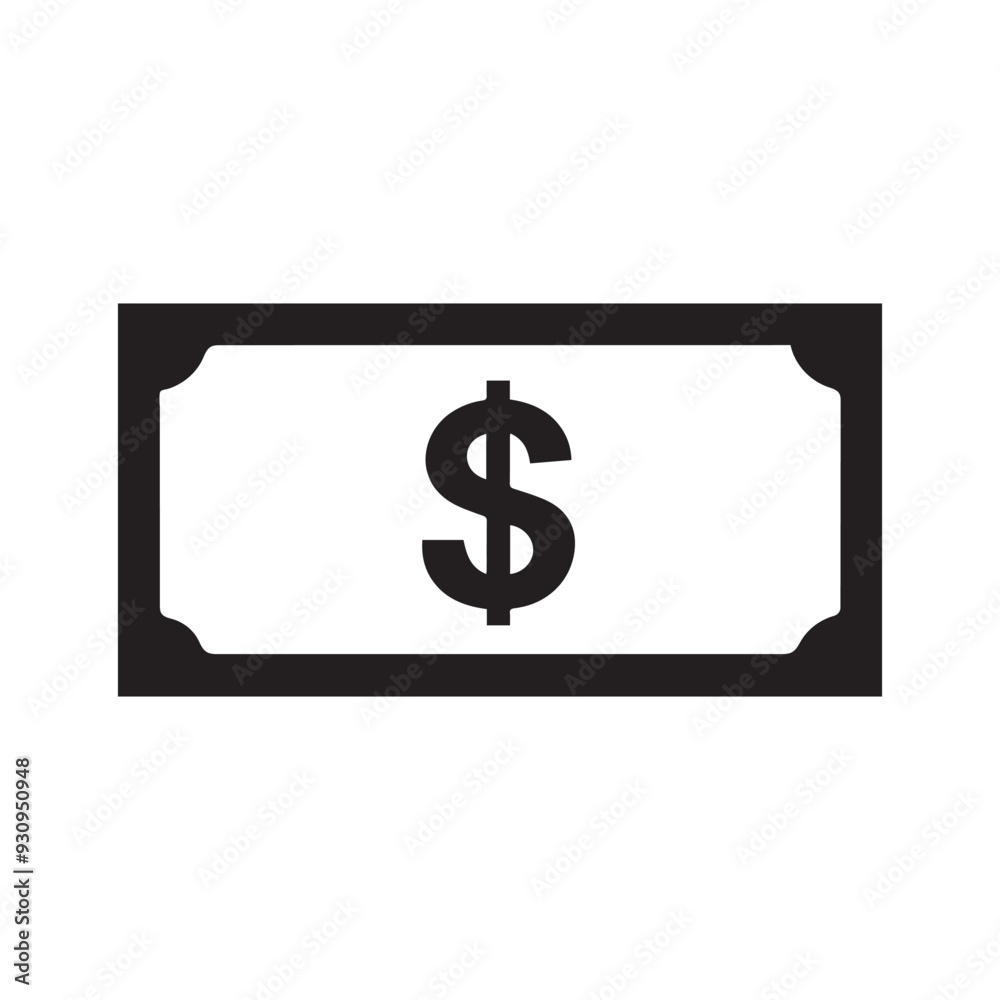 Dollar paper icon black and green color. banking cost marketing earn design. Dollar paper icon black and green color. banking cost marketing earn design.