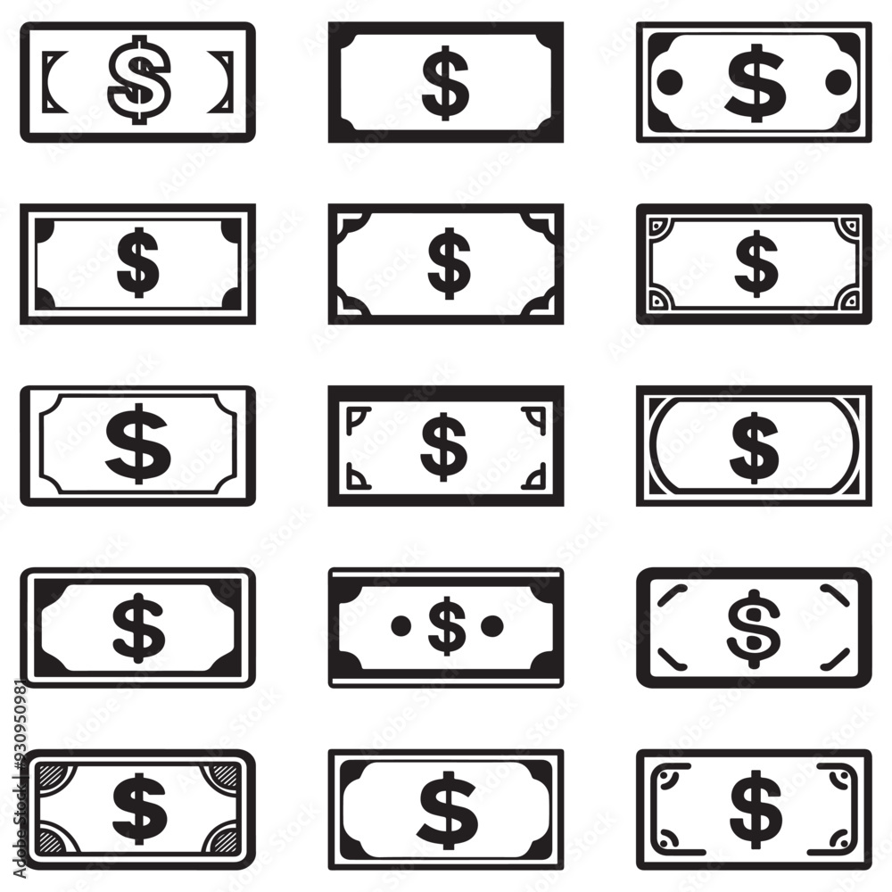 Dollar paper icon black and green color. banking cost marketing earn design. Dollar paper icon black and green color. banking cost marketing earn design.