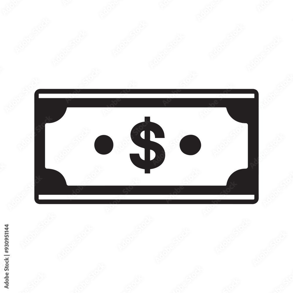 Dollar paper icon black and green color. banking cost marketing earn design. Dollar paper icon black and green color. banking cost marketing earn design.