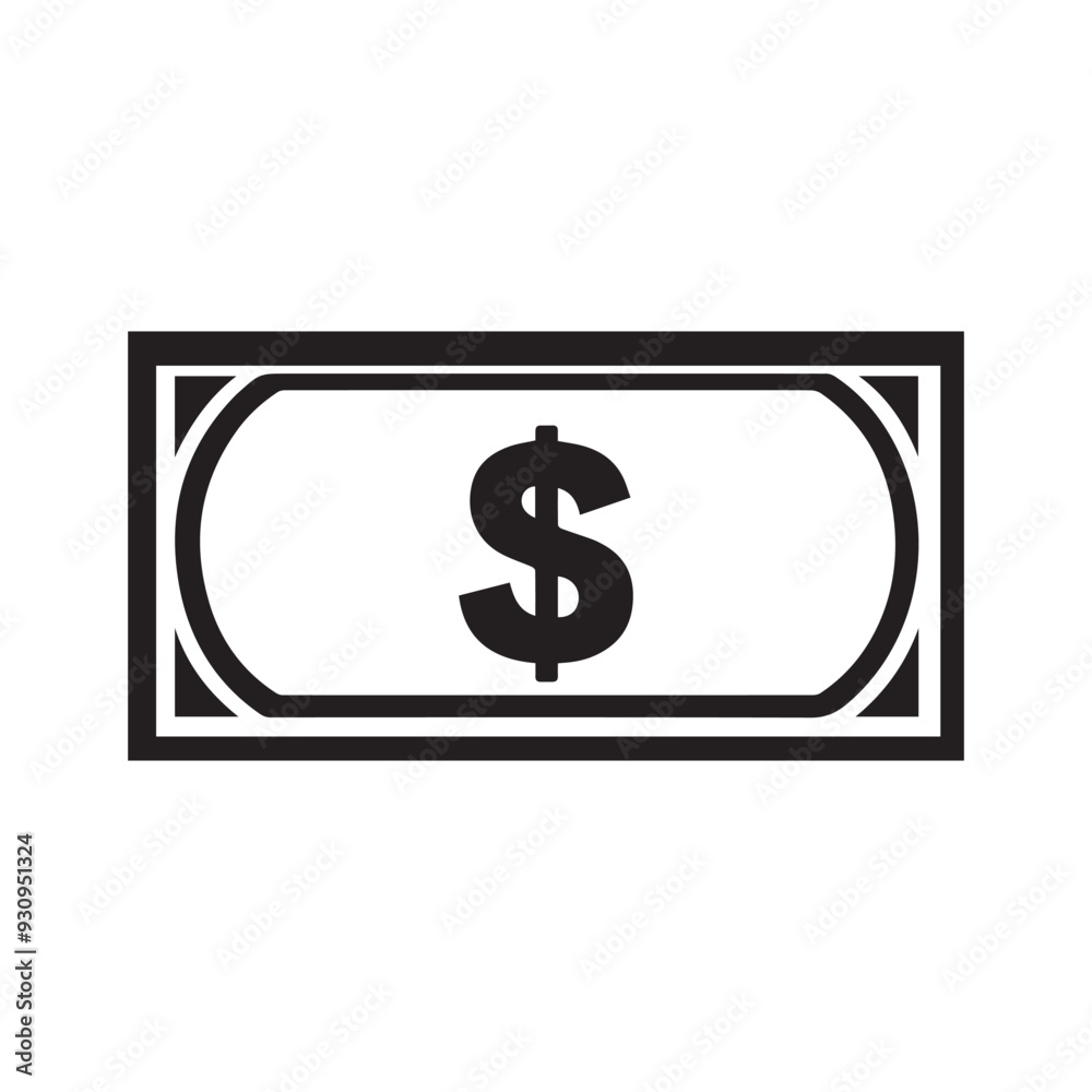 Dollar paper icon black and green color. banking cost marketing earn design. Dollar paper icon black and green color. banking cost marketing earn design.