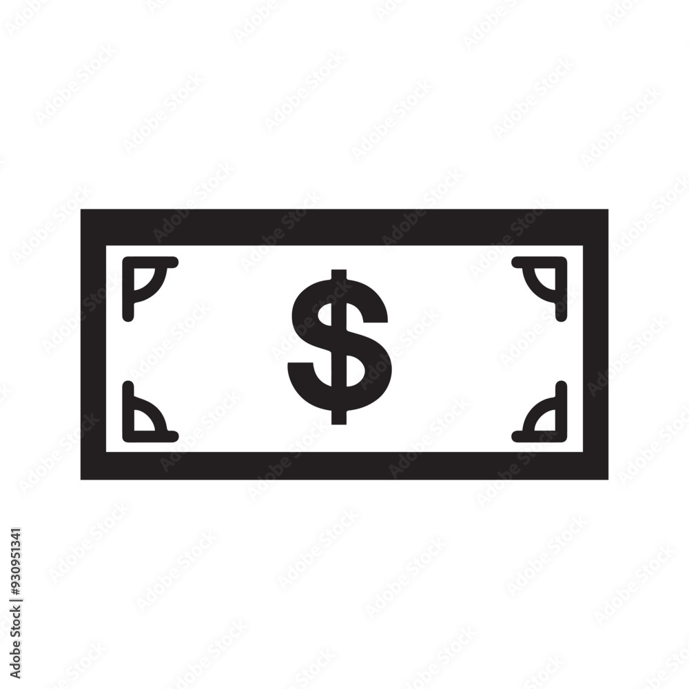 Dollar paper icon black and green color. banking cost marketing earn design. Dollar paper icon black and green color. banking cost marketing earn design.