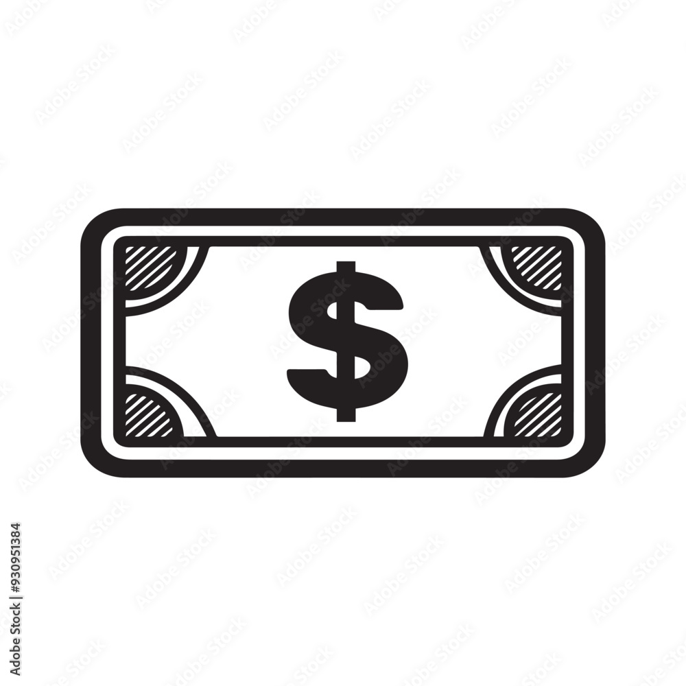 Dollar paper icon black and green color. banking cost marketing earn design. Dollar paper icon black and green color. banking cost marketing earn design.