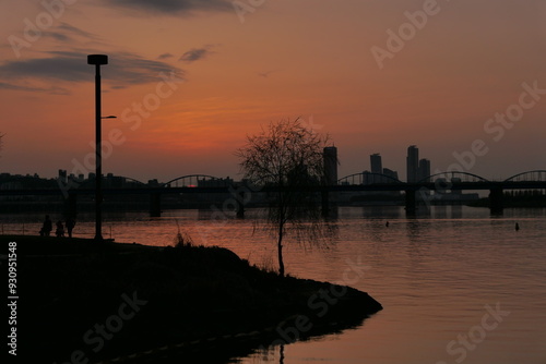 Sunset at Banpo Han River Park, korea