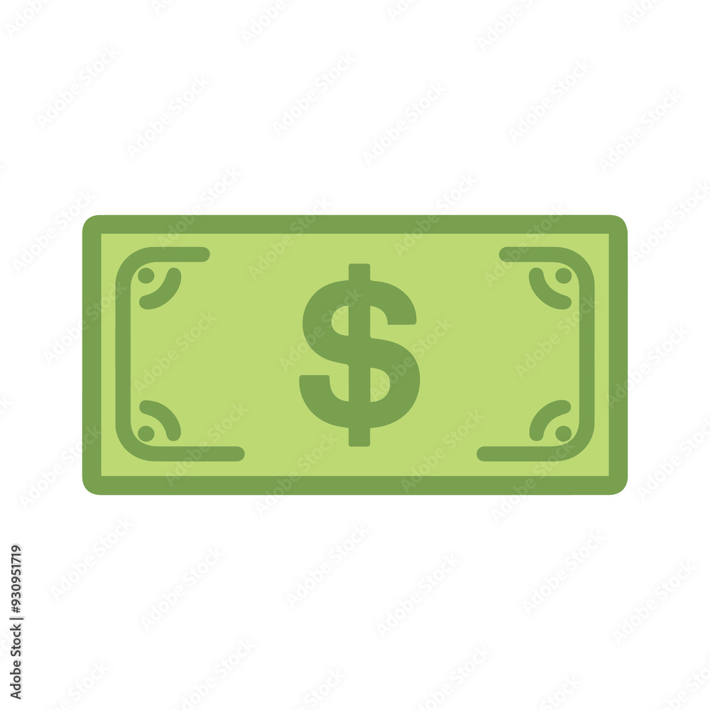 Dollar paper icon black and green color. banking cost marketing earn design. Dollar paper icon black and green color. banking cost marketing earn design.