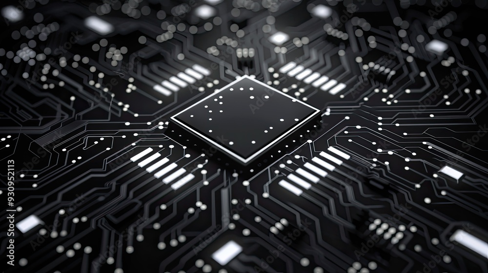 Circuit Board Closeup with Chip