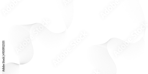 Abstract white blend digital wave lines and technology transparent background. Minimal carve wavy white and gray flowing wave lines and glowing moving lines. Futuristic sound wave lines background.