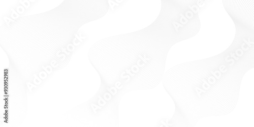 Abstract white blend digital wave lines and technology transparent background. Minimal carve wavy white and gray flowing wave lines and glowing moving lines. Futuristic sound wave lines background.