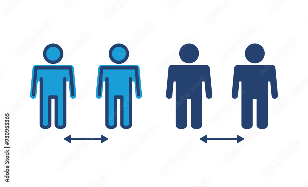 Social distance icon vector. social distancing icon. self quarantine sign Social distance icon vector. social distancing icon. self quarantine sign