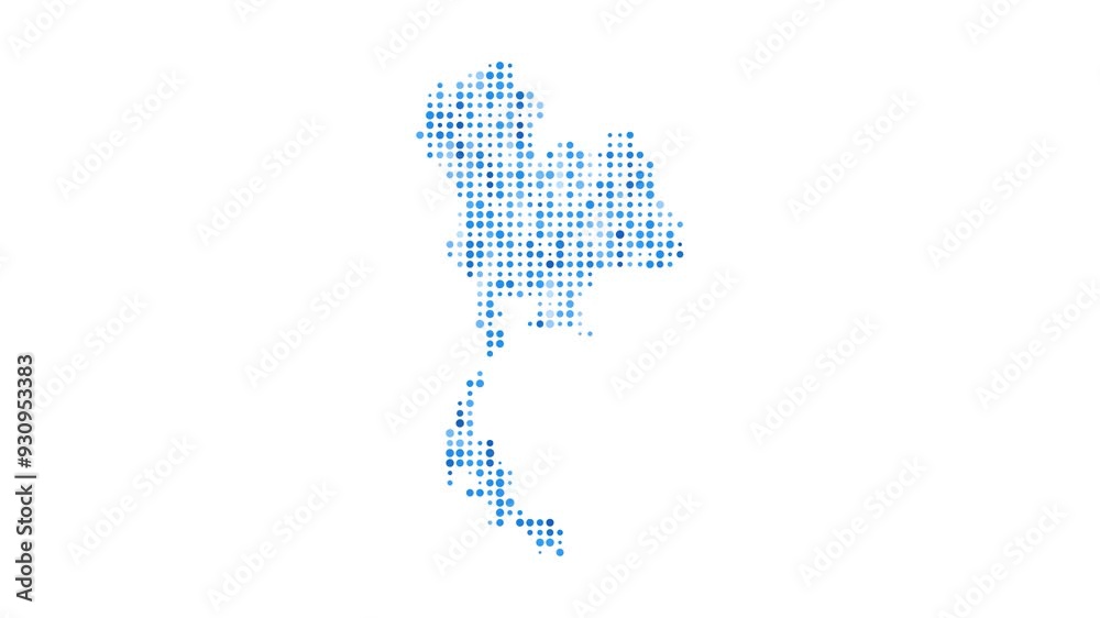 Thailand dotted digital map. Map of Thailand with pulsating colored circles. Shape of the country filled with blue disks. Awesome video. Thailand dotted digital map. Map of Thailand with pulsating colored circles. Shape of the country filled with blue disks. Awesome video.
