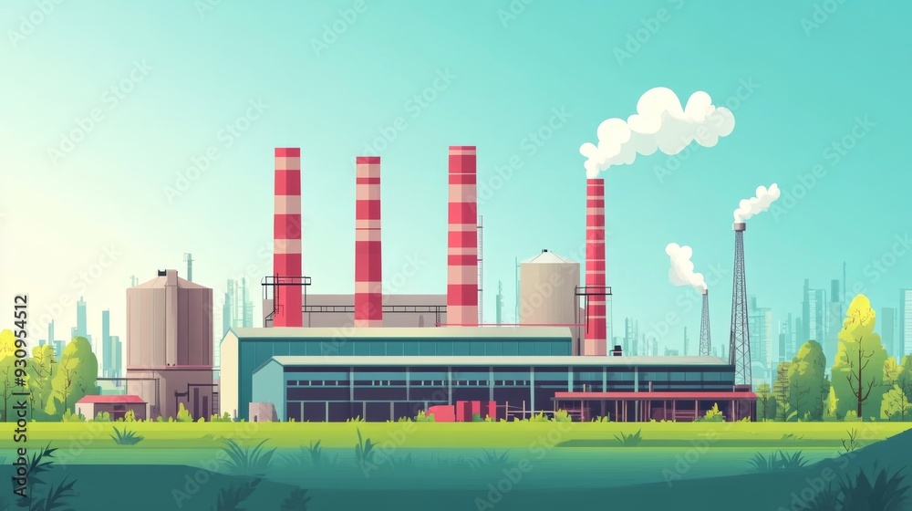 Obraz premium Biomass energy production flat design side view renewable resource theme animation vivid
