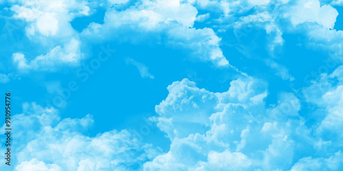 Abstract blue sky with beautiful natural white clouds, sky with white gorgeous fluffy cumulus clouds, abstract white cloud and blue sky with fluffy clouds in sunny day texture background.