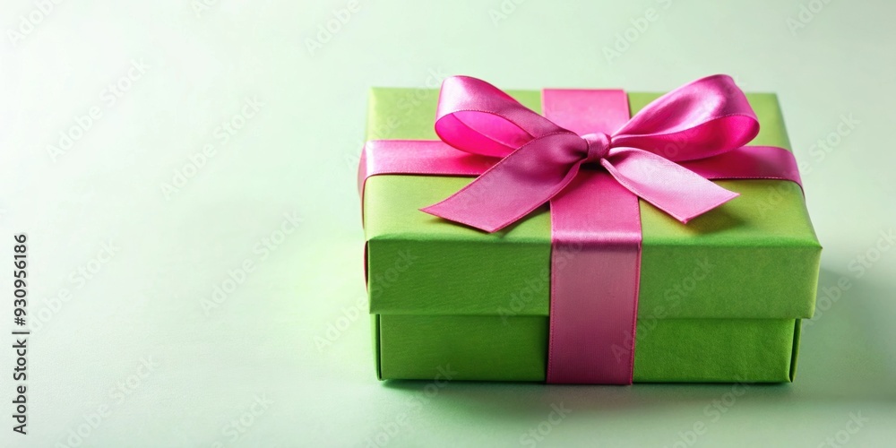 Green and pink gift box with ribbon , gift, present, box, ribbon, green, pink, surprise, celebration, birthday, holiday, cute Green and pink gift box with ribbon , gift, present, box, ribbon, green, pink, surprise, celebration, birthday, holiday, cute